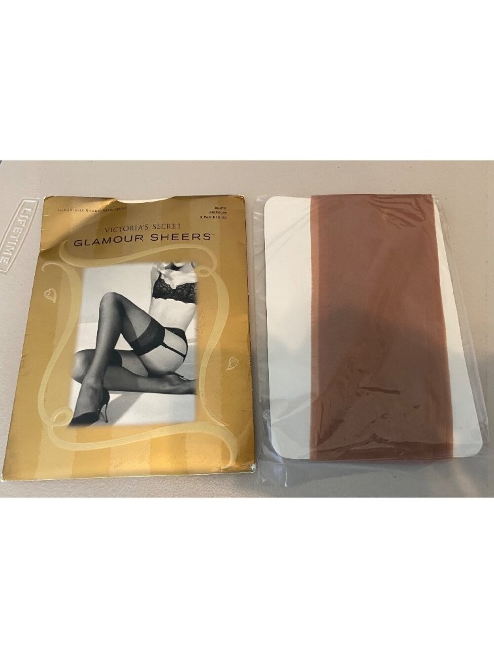 2 Pairs Victorias Secret Glamour Sheers Thigh High Stockings Buff Medium USA